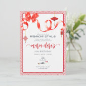 Invitation Hibachi Japonais Coquette Bow Lanterne Anniversair (Debout devant)