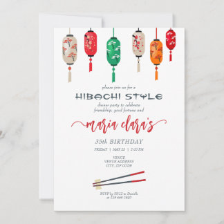 Invitation Hibachi Japonais Lanterns Chef fête d'anniversaire