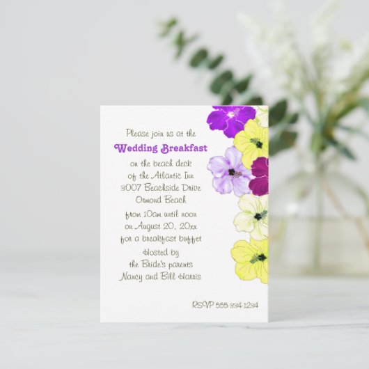 Invitation Hibiscus Art Frontière Mariage Petit déjeuner Invi (Debout devant)
