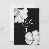 Invitation Hibiscus blanc Mariage Tropical noir Numéro de tab (Devant)