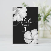 Invitation Hibiscus blanc Mariage Tropical noir Numéro de tab (Debout devant)