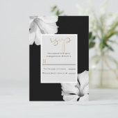 Invitation Hibiscus blanc Noir Mariage tropical Réponse RSVP (Debout devant)