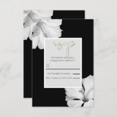 Invitation Hibiscus blanc Noir Mariage tropical Réponse RSVP (Devant / Derrière)