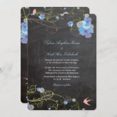 Invitation Hibiscus bleu et hirondelles Mariage de tableau de (Devant / Derrière)