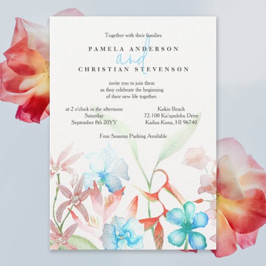 Invitation Hibiscus Bleu, Mariage de fleurs d'Heliconia Orang
