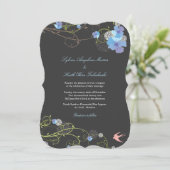 Invitation Hibiscus bleu Mariage floral (Debout devant)