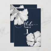 Invitation Hibiscus Bleu Mariage Tropical Numéro de tableau (Devant / Derrière)