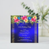 Invitation Hibiscus bleu rose jaune Tropical Floral Party (Debout devant)