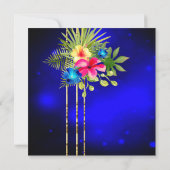 Invitation Hibiscus bleu rose jaune Tropical Floral Party (Dos)