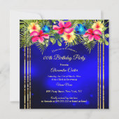 Invitation Hibiscus bleu rose jaune Tropical Floral Party (Devant)