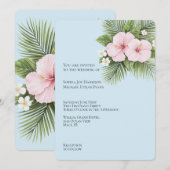 Invitation Hibiscus bleu tropical Mariage floral (Devant / Derrière)