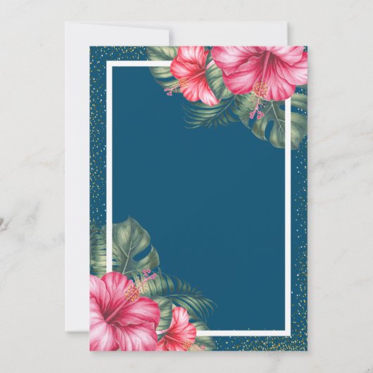 Invitation Hibiscus, Cap Bleu Quinceañera (Dos)