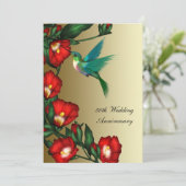Invitation Hibiscus Colibri Or 50e Anniversaire de Mariage (Debout devant)