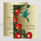 Invitation Hibiscus Colibri Or 50e Anniversaire de Mariage (Devant / Derrière)