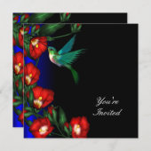 Invitation Hibiscus de colibri Modèle de fête d'anniversaire (Devant / Derrière)