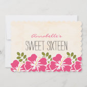 Invitation Hibiscus de Fuchsia Hawaiian Luau Sweet 16 Photo (Dos)