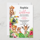 Invitation Hibiscus de la jungle tropicale d'été Un Anniversa (Devant)