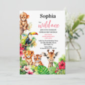 Invitation Hibiscus de la jungle tropicale d'été Un Anniversa (Debout devant)