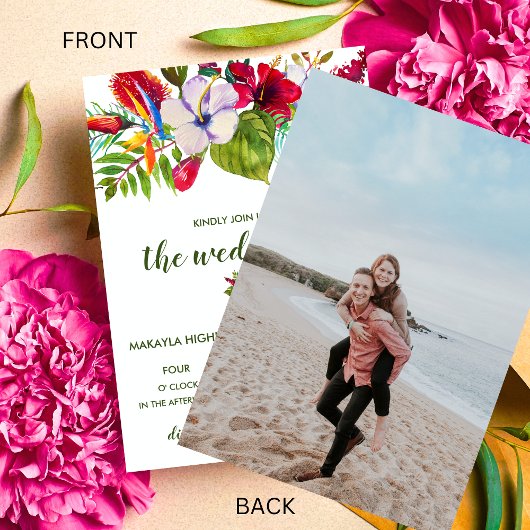 Invitation Hibiscus de l'île florale tropicale Mariage photo