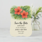 Invitation Hibiscus de plage tropical Mariage (Debout devant)