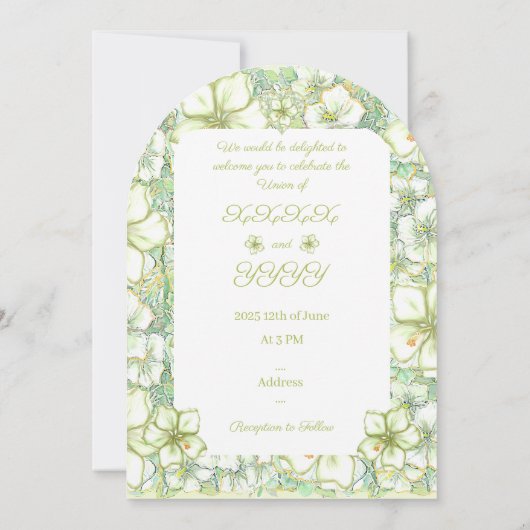 Invitation Hibiscus & dentelle BLANC (Dos)