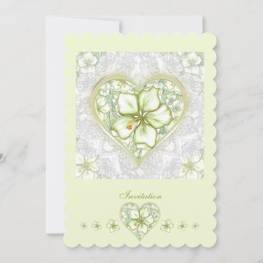 Invitation Hibiscus & dentelle BLANC (Devant)