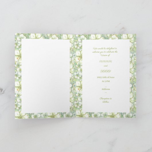 Invitation Hibiscus & dentelle BLANC (Intérieur)