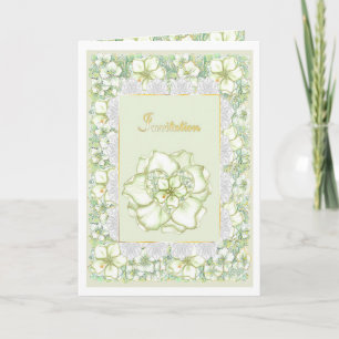 Invitation Hibiscus & dentelle BLANC