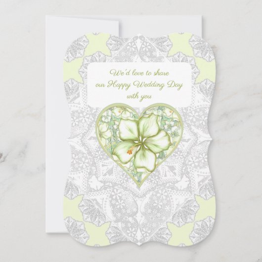 Invitation Hibiscus & dentelle BLANC (Devant)