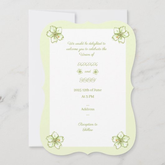 Invitation Hibiscus & dentelle BLANC (Dos)