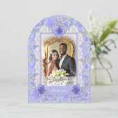 Invitation Hibiscus & dentelle BLEU (Debout devant)