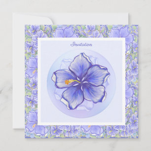 Invitation Hibiscus & dentelle BLEU