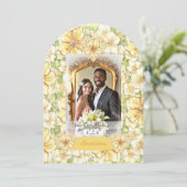 Invitation Hibiscus & dentelle JAUNE (Debout devant)