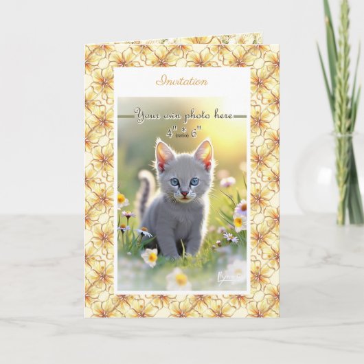 Invitation Hibiscus & dentelle JAUNE (Devant)