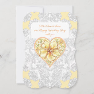 Invitation Hibiscus & dentelle JAUNE