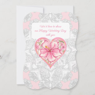 Invitation Hibiscus & dentelle PINK