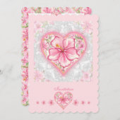 Invitation Hibiscus & dentelle PINK (Devant / Derrière)