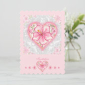 Invitation Hibiscus & dentelle PINK (Debout devant)