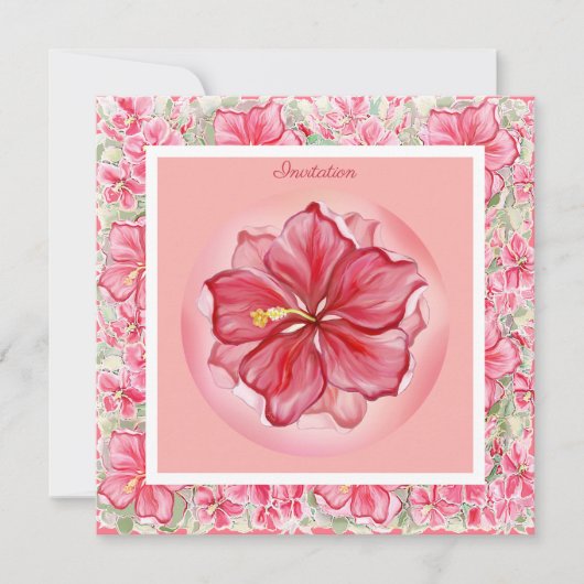 Invitation Hibiscus & dentelle RED (Devant)