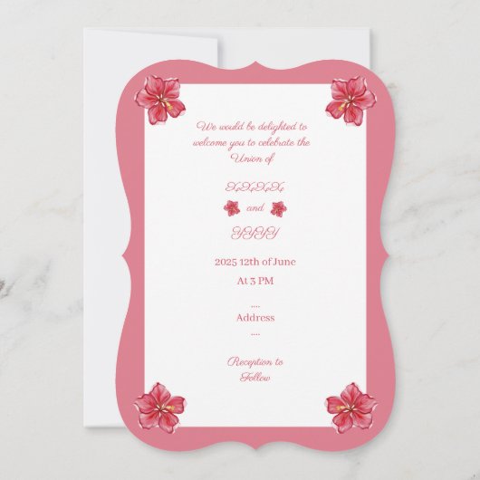 Invitation Hibiscus & dentelle RED (Dos)