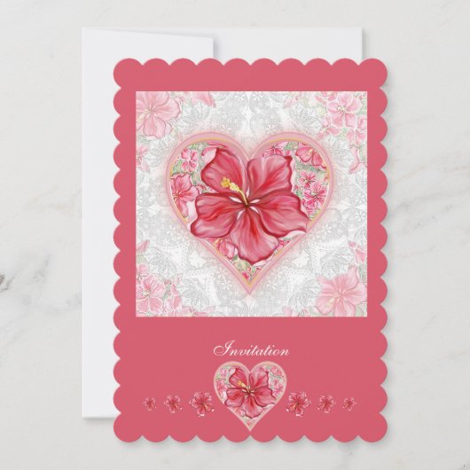 Invitation Hibiscus & dentelle RED (Devant)