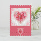 Invitation Hibiscus & dentelle RED (Debout devant)
