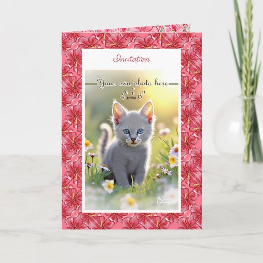 Invitation Hibiscus & dentelle RED (Devant)