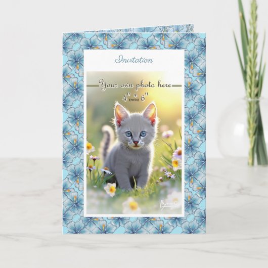 Invitation Hibiscus & dentelle TURQUOISE (Devant)