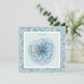 Invitation Hibiscus & dentelle TURQUOISE (Debout devant)