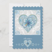 Invitation Hibiscus & dentelle TURQUOISE (Devant)