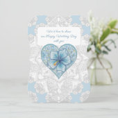 Invitation Hibiscus & dentelle TURQUOISE (Debout devant)