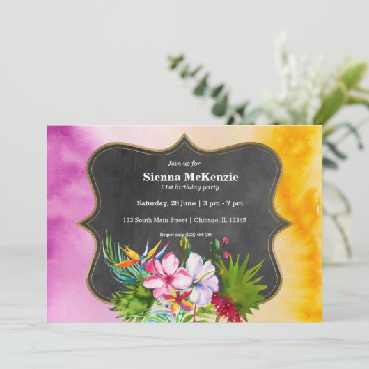 Invitation Hibiscus des fleurs tropicales d'été (Debout devant)