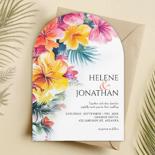 Invitation Hibiscus Elégant Tropical Destination Mariage