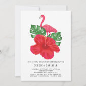 Invitation Hibiscus et Flamant rose Graduation Party Invitati (Devant)